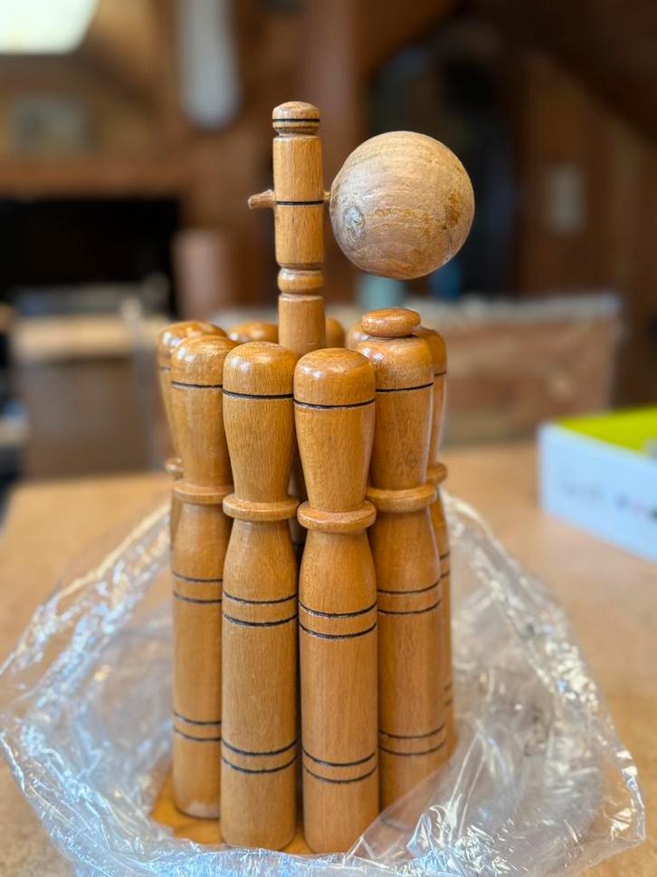 Oud houten kegelspel – compleet en in goede staat, Verzamelen, Poppenhuizen en Toebehoren, Gebruikt, Overige typen, Ophalen of Verzenden