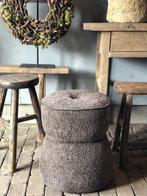 *SALE* LIGHT & LIVING POEF LEYLA bruin heerlijk zachte stof, Minder dan 50 cm, Rond, Nieuw, Minder dan 50 cm