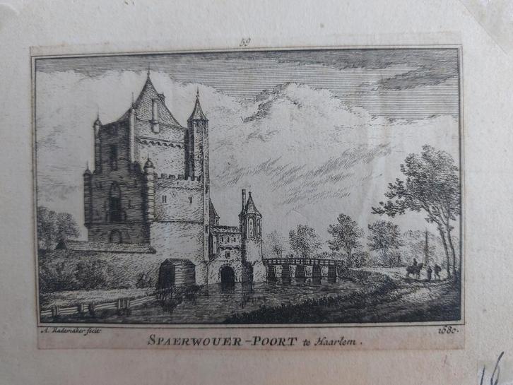 59 / Spaerwouer Poort te Haarlem, Antiek en Kunst, Kunst | Etsen en Gravures, Ophalen of Verzenden