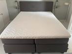 Karlsson boxspring 2.10x1.60 met topper bruin/grijs, Huis en Inrichting, Slaapkamer | Boxsprings, Ophalen, Gebruikt, Bruin, 210 cm