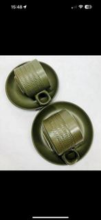 Vintage Denby Camelot Chevron 1961 2x kop en schotel servies, Antiek en Kunst, Antiek | Servies los, Ophalen of Verzenden