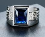 Grote blauwe en rode zirkoon heren 925 zilveren ring, Sieraden, Tassen en Uiterlijk, Ringen, 20 of groter, Heer, Nieuw, Ophalen of Verzenden