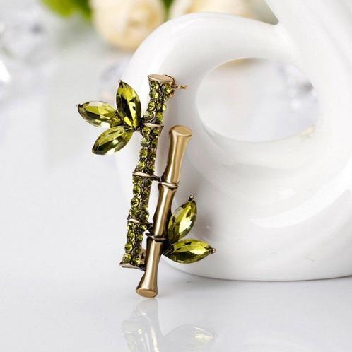 chique strass / kristal broche BAMBOE goud en zilverkleurig, Sieraden, Tassen en Uiterlijk, Broches, Nieuw, Overige materialen