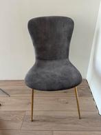 6 Grijze Eetkamerstoelen met Gouden Poten, Huis en Inrichting, Stoelen, Ophalen, Gebruikt, Vijf, Zes of meer stoelen, Stof