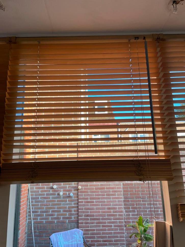 Houten Jaloezieën - Set van 3, Huis en Inrichting, Stoffering | Gordijnen en Lamellen, Gebruikt, 100 tot 150 cm, 50 tot 100 cm