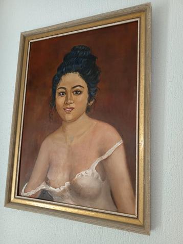 Schilderij indische vrouw. 