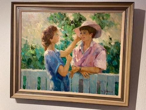 Olieverfschilderij Paul Rouwette - Twee Vrouwen, Antiek en Kunst, Kunst | Schilderijen | Klassiek, Ophalen