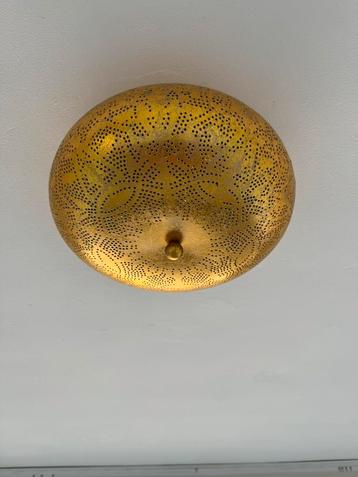 Koperen / brons kleurige plafond lamp. H15cm, doorsnede 28cm beschikbaar voor biedingen
