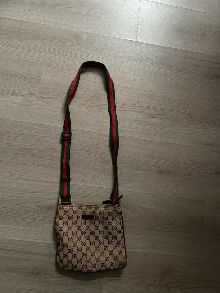 Gucci Heren Tas, Kleding | Heren, Broeken en Pantalons, Zo goed als nieuw, Overige maten, Bruin, Ophalen of Verzenden