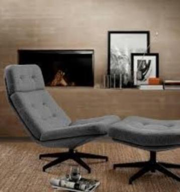 IKEA Havberg draaifauteuil stoel met voetenbank / poef grijs beschikbaar voor biedingen