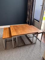 Riviera Maison salontafels uitschuifbaar, Huis en Inrichting, Tafels | Salontafels, Ophalen, Gebruikt, 50 tot 100 cm, Vierkant