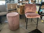 PMP SHOWROOMUITVERKOOP: velvet roze poef, Huis en Inrichting, 1 kruk, Ophalen of Verzenden, Nieuw, 60 tot 90 cm