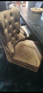 3 velvet stoelen taupe/bruin, Huis en Inrichting, Stoelen, Ophalen of Verzenden, Zo goed als nieuw, Bruin, Vijf, Zes of meer stoelen