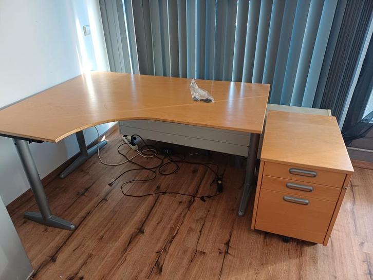 Ikea Effectiv Bureau met Ladekast en Verlengstuk, Huis en Inrichting, Bureaus, Gebruikt, Bureau, Ophalen
