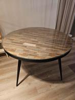 Ronde Teakhouten Eettafel met Glasplaat - 120cm, Ophalen, 50 tot 100 cm