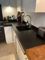 Keukenblad van Belgisch hardsteen (zwart), Ophalen, Zwart, 150 tot 200 cm, Zo goed als nieuw