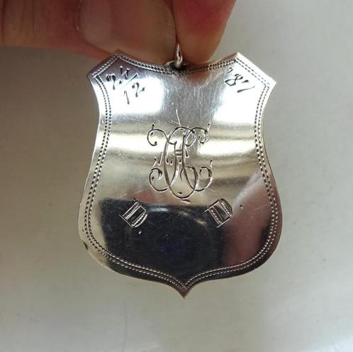 19e Eeuwse Nederlands zilveren zakhorloge hanger: HC, 1887, Antiek en Kunst, Antiek | Goud en Zilver, Zilver, Ophalen of Verzenden