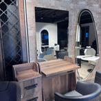 hout bruin kaptafel spiegel met bijzetkast kapsalon kapper, Ophalen of Verzenden, Nieuw