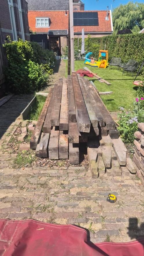Oude Grenen en vuren Vloerbalken uit 1900, Doe-het-zelf en Verbouw, Hout en Planken, Gebruikt, Balk, Grenen, 300 cm of meer, 50 mm of meer
