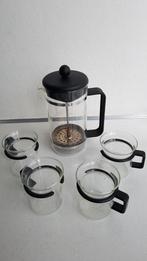 leuke vintage set bodum caffettiera 4 glazen/cafetiere, Huis en Inrichting, Keuken | Servies, Glas of Glazen, Gebruikt, Ophalen of Verzenden