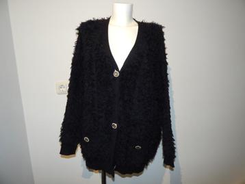 Pinko zwart baggy fluffy vest sier knopen goud steentjes L beschikbaar voor biedingen