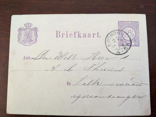 NL 1879; BRIEFKAART VAN EINDHOVEN NAAR VALKENSWAARD, Postzegels en Munten, Brieven en Enveloppen | Nederland, Briefkaart, Verzenden