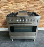 Luxe Fornuis Boretti 90 cm RVS 5 pits Frytop 1 grote oven, 60 cm of meer, 5 kookzones of meer, Vrijstaand, 90 tot 95 cm