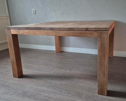 Vierkante teakhouten eettafel, Huis en Inrichting, Tafels | Sidetables, Gebruikt, 75 cm of meer, 100 tot 150 cm, Vierkant, Teakhout