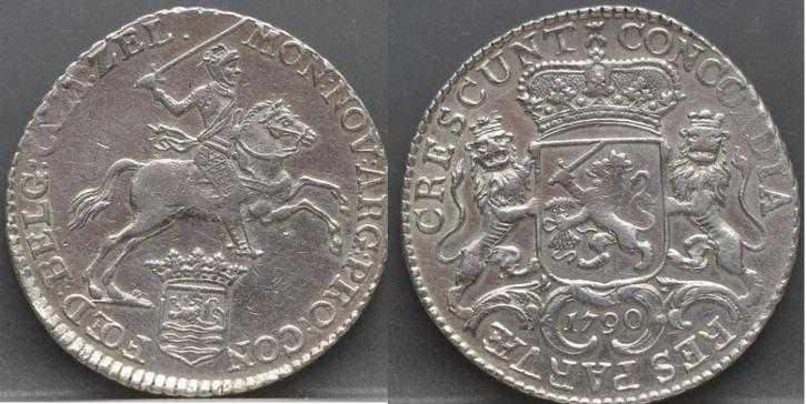 Mooie 1/2 zilveren rijder 1790 - 1/2 dukaton 1790 Zeeland, Postzegels en Munten, Munten | Nederland, Losse munt, Overige waardes