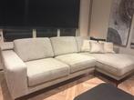 Hoebank beige / creme - velours / velvet, Huis en Inrichting, Banken | Bankstellen, Ophalen, Hoekbank, Driepersoons, 75 tot 100 cm