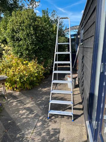 Alumex ladder, 7 treden met daarboven een staplateau. beschikbaar voor biedingen