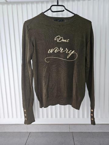 donkergroen truitje met tekst beschikbaar voor biedingen