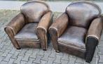 2x Bart van Bekhoven fauteuil bruin groen + BEZORGING GRATIS, Huis en Inrichting, Ophalen of Verzenden, Gebruikt, Leer, Design