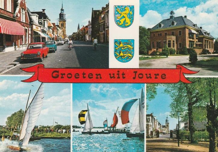 JOURE Centrum Ford Zeilen Gemeentehuis Groeten, Verzamelen, Ansichtkaarten | Nederland, Gelopen, Friesland, 1980 tot heden, Verzenden