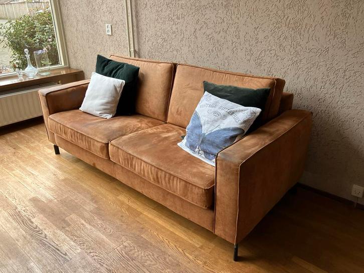 Cognac bankstel 2,5 zits + fauteuil - gratis Zwolle, Huis en Inrichting, Banken | Complete zithoeken, Gebruikt, Stof, Ophalen