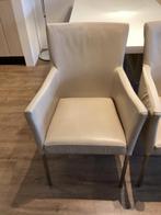 4 BEIGE LEREN BERT PLANTAGIE STOELEN SERIE ELEMENTS, Huis en Inrichting, Stoelen, Ophalen, Zo goed als nieuw, Overige kleuren