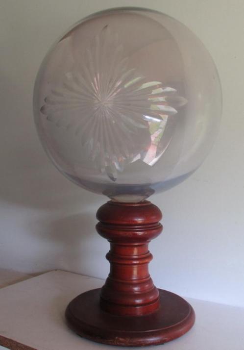 zeldzame antieke kristallen apothekersbol op houten voet 6A, Antiek en Kunst, Curiosa en Brocante, Verzenden
