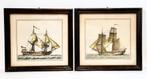 Gravures van Hollandse Schepen, handgekleurd., Antiek en Kunst, Ophalen of Verzenden