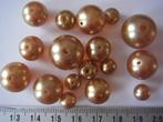 mix glas parels van 8 tot 16mm. semi transparant goud geel, Ophalen of Verzenden, Nieuw, Kraal