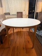Uitschuifbare ronde eettafel wit Ø110-200cm, Ophalen, Gebruikt, 100 tot 150 cm, Rond