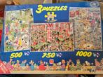 3 puzzels Jan van Haasteren, Ophalen, 500 t/m 1500 stukjes, Zo goed als nieuw, Legpuzzel