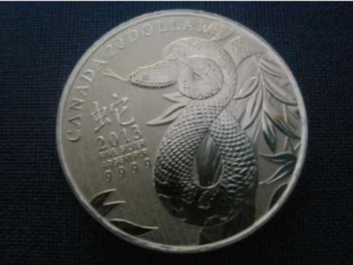 Canada - 20 Dollars 2013 - Year of the Snake, Postzegels en Munten, Munten | Amerika, Losse munt, Noord-Amerika, Zilver, Verzenden