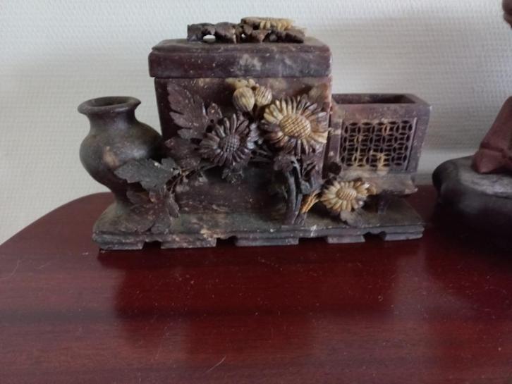 Origineel Chinees spekstenen beeldje, Antiek en Kunst, Kunst | Beelden en Houtsnijwerken, Ophalen of Verzenden