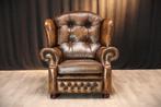 Springvale Chesterfield fauteuil echt leer model - Suzanne, Chesterfield, Ophalen of Verzenden, Zo goed als nieuw, 75 tot 100 cm