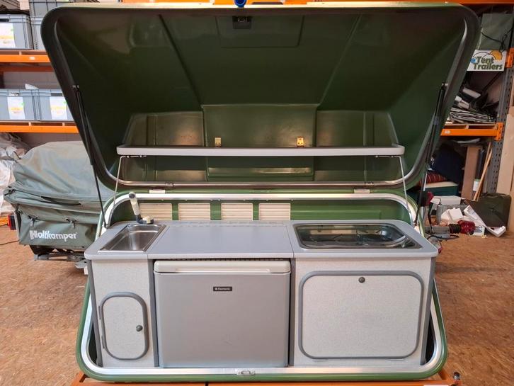 Holtkamper Greenbox disselkeuken unieke uitvoering, Caravans en Kamperen, Kampeermeubelen, Zo goed als nieuw, Campingmeubel-accessoire