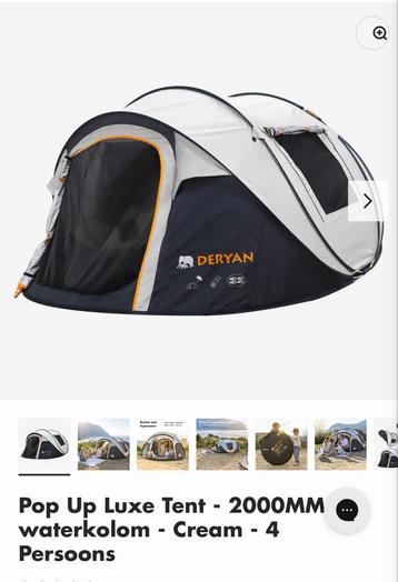 Deryan 4 persoons pop up tent 2000MM waterkolom cream beschikbaar voor biedingen