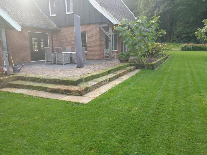 bentheimer platen tuinmuur vijverrand traptreden tegels erf, Tuin en Terras, Grind, Keien en Split, Split, Overige materialen
