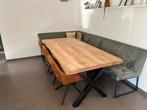 Eettafel mangohout  220 x 100 x 77, Ophalen, 100 tot 150 cm, 200 cm of meer, Zo goed als nieuw