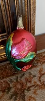 Prachtige! grote Vintage kerstbal met tulp roos en vlinder, Diversen, Kerst, Ophalen of Verzenden