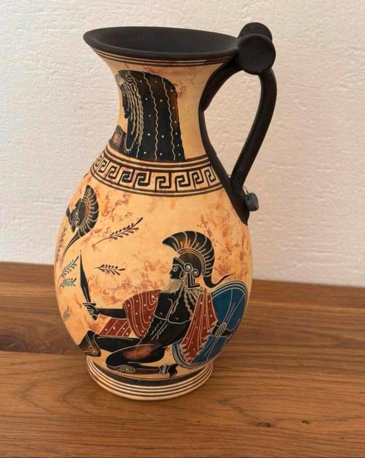 Handgemaakte Oud-Griekse stijl zwartfigurige vaas/replica, Huis en Inrichting, Woonaccessoires | Vazen, Zo goed als nieuw, Overige kleuren